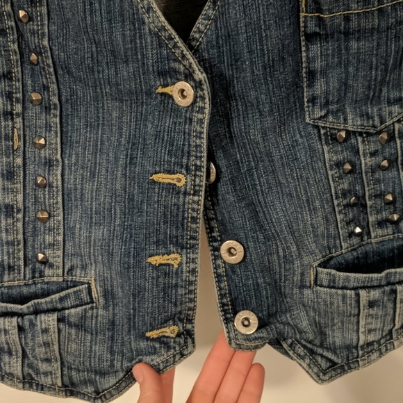 Ashley Stewart, Blue Jean Vest with Studs and Real Pockets - Picture 4 of 8